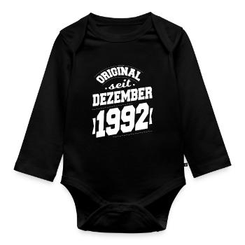 December 1992 Original for 31 years man woman - Organic Longsleeve Baby Bodysuit - black - Front