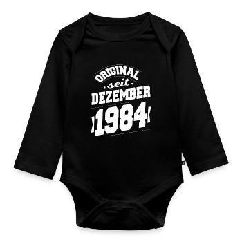 Dezember 1984 Original seit 39 Jahren Mann Frau - Baby Bio-Langarm-Body - Schwarz - Vorne