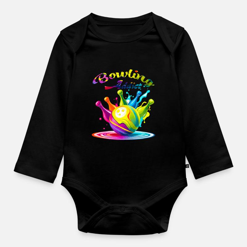 Bowling addict - Body Bébé bio manches longues - noir