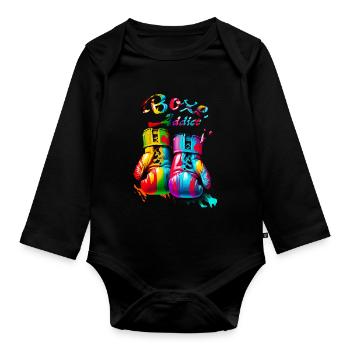 Boxe addict - Body Bébé bio manches longues - noir - Devant