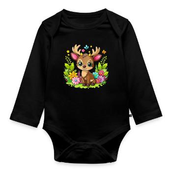 Mignon bébé orignal - Body Bébé bio manches longues - noir - Devant