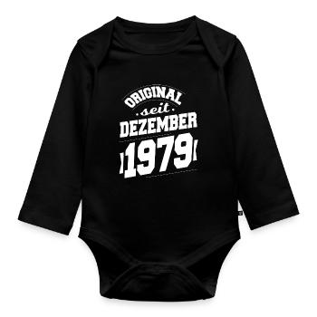 December 1979 Original for 44 years man woman - Organic Longsleeve Baby Bodysuit - black - Front