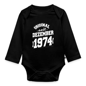 Décembre 1974 Original depuis 49 ans homme femme - Body Bébé bio manches longues - noir - Devant