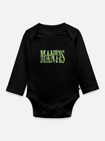 Mantis Insekt - Baby Bio-Langarm-Body - Schwarz