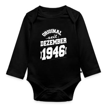 Décembre 1946 Original pour 77 ans homme femme - Body Bébé bio manches longues - noir - Devant