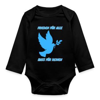 Démo Paix pour tous Haine pour le n° 4 - Body Bébé bio manches longues - noir - Devant