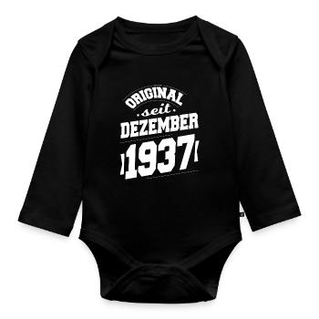 Décembre 1937 Original pour 86 ans homme femme - Body Bébé bio manches longues - noir - Devant