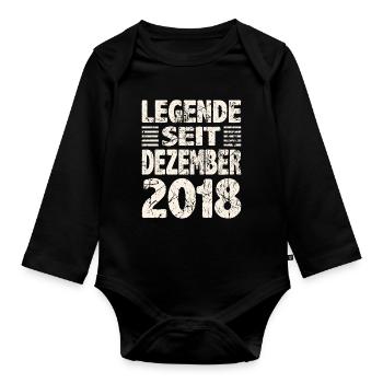 Décembre 2018 Légende depuis 5 ans Homme Femme - Body Bébé bio manches longues - noir - Devant