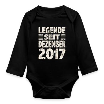 Décembre 2017 Légende depuis 6 ans homme femme - Body Bébé bio manches longues - noir - Devant