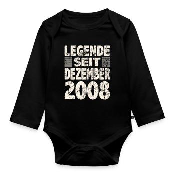 December 2008 Legend for 15 years man woman - Organic Longsleeve Baby Bodysuit - black - Front