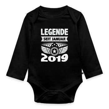 January 2019 Legend for 5 years man woman - Organic Longsleeve Baby Bodysuit - black - Front