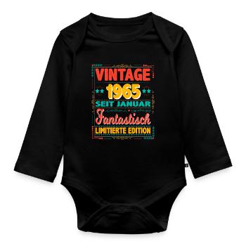 Januar 1965 Vintage Fantastisch 59 Jahren Mann - Baby Bio-Langarm-Body - Schwarz - Vorne