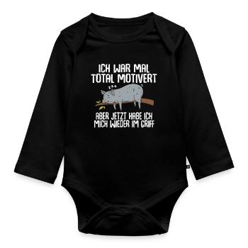 Ich War Mal Total Motivert - Baby Bio-Langarm-Body - Schwarz - Vorne