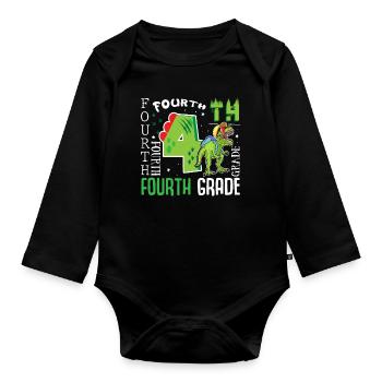T-Rex Dino de 4e année - Body Bébé bio manches longues - noir - Devant