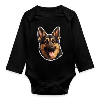 German Shepherd Head - Organic Longsleeve Baby Bodysuit - black - Front