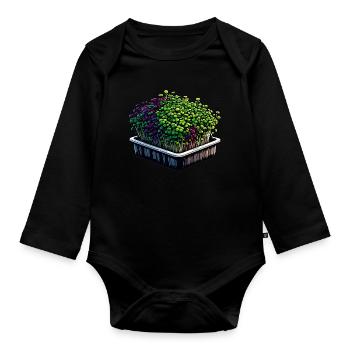 Microgreens Agriculture Vegan Sprouts - Organic Longsleeve Baby Bodysuit - black - Front
