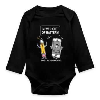 drôle humour sarcasme smartphon - Body Bébé bio manches longues - noir - Devant