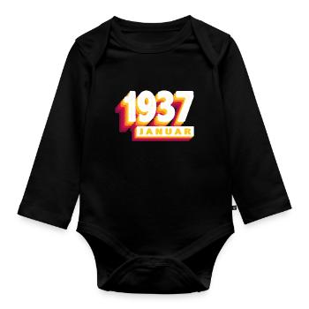 Janvier 1937 0 87 ans Homme Femme Anniversaire - Body Bébé bio manches longues - noir - Devant