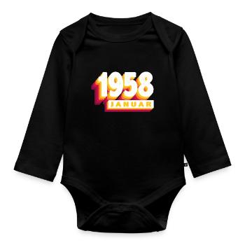 Januar 1958 0 66 Jahren Mann Frau Geburtstag - Baby Bio-Langarm-Body - Schwarz - Vorne