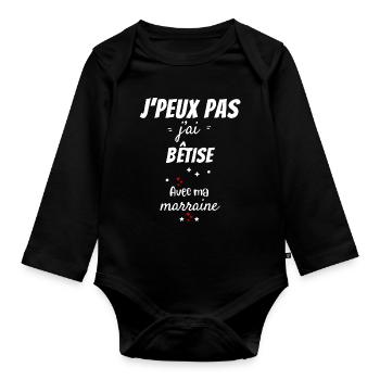 I can't, I messed up with my godmother - Organic Longsleeve Baby Bodysuit - black - Front