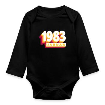 January 1983 0 41 years man woman birthday - Organic Longsleeve Baby Bodysuit - black - Front