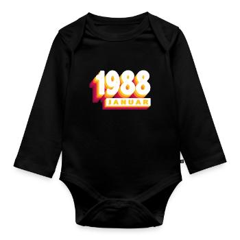 January 1988 0 36 years Man Woman Birthday - Organic Longsleeve Baby Bodysuit - black - Front