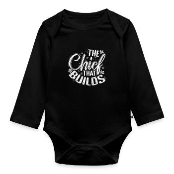 The Chief That Builds - Organic Longsleeve Baby Bodysuit - black - Front