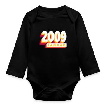 Janvier 2009 0 15 Ans Homme Femme Anniversaire - Body Bébé bio manches longues - noir - Devant
