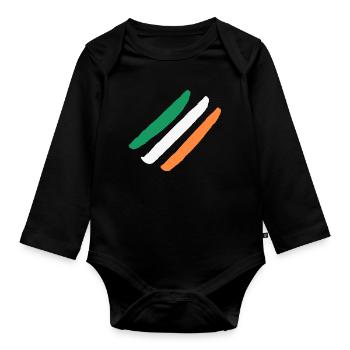 Irlande / Drapeau de l’Irlande - Diagonal - Élégant - Body Bébé bio manches longues - noir - Devant