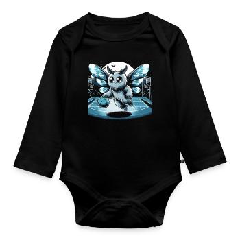 Mothman Point Pleasant Basketball Cryptid - Organic Longsleeve Baby Bodysuit - black - Front