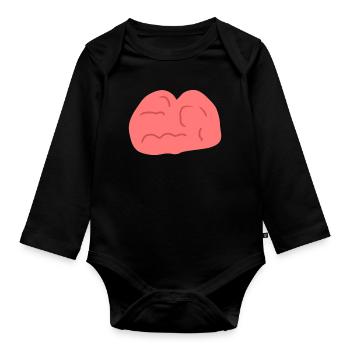 Symbole de la tête Cerveau - Body Bébé bio manches longues - noir - Devant