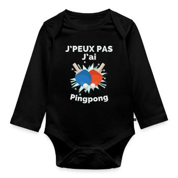 I can't I have pingpong - Organic Longsleeve Baby Bodysuit - black - Front