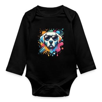 Vêtements drôles pour chiens – Mode tendance pour chiens - Body Bébé bio manches longues - noir - Devant