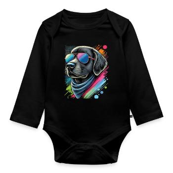 Vêtements drôles pour chiens – Mode tendance pour chiens - Body Bébé bio manches longues - noir - Devant