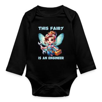 Oubliez la fée et la princesse - Je suis ingénieur - Body Bébé bio manches longues - noir - Devant