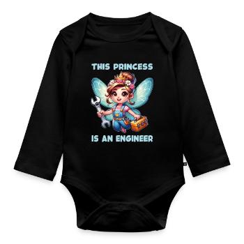 Vergiss Fee und Prinzessin - ich bin Ingenieurin - Baby Bio-Langarm-Body - Schwarz - Vorne
