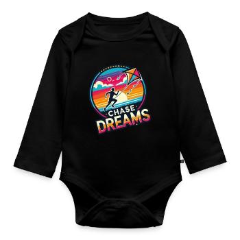 Chase Dreams Drachenfliegen - Baby Bio-Langarm-Body - Schwarz - Vorne