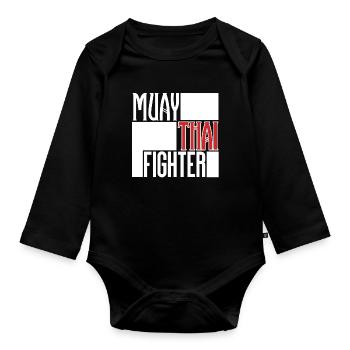 Combattant de Muay Thai - Body Bébé bio manches longues - noir - Devant