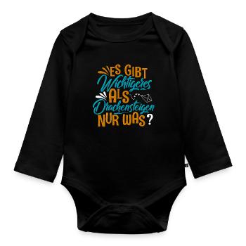 Drachensteigen Drachen Steigen - Baby Bio-Langarm-Body - Schwarz - Vorne