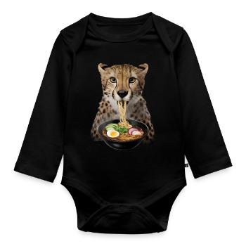 Gepard Ramen - Baby Bio-Langarm-Body - Schwarz - Vorne