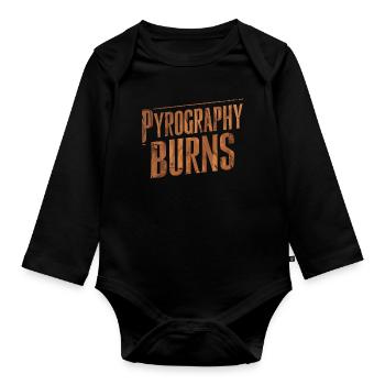 La pyrogravure unique et élégante brûle le bois - Body Bébé bio manches longues - noir - Devant