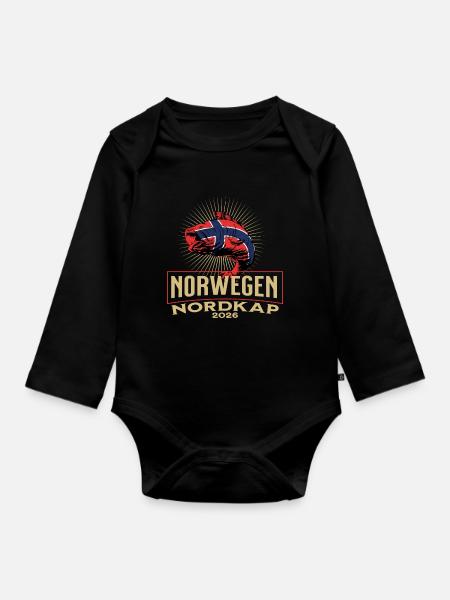 Norway North Cape 2026 - Organic Longsleeve Baby Bodysuit - black