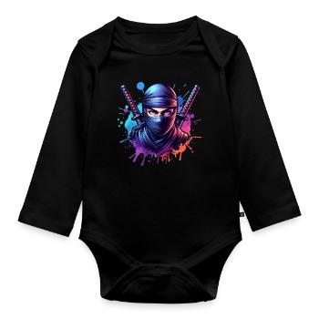 Ninja - Body Bébé bio manches longues - noir - Devant