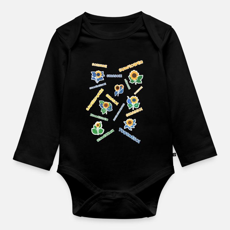 Sonnenblumen - Baby Bio-Langarm-Body - Schwarz