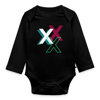 X Letter - Organic Longsleeve Baby Bodysuit - black - Front