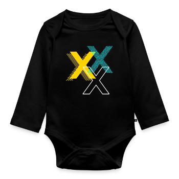 X Letter - Organic Longsleeve Baby Bodysuit - black - Front
