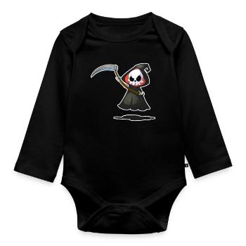 Kleiner Gevatter Tod - Baby Bio-Langarm-Body - Schwarz - Vorne