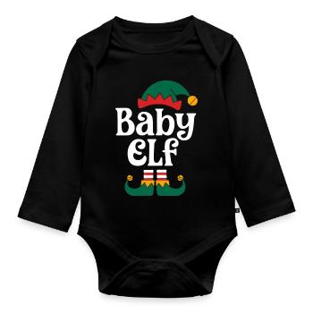 BÉBÉ ELFE DRÔLE PYJAMA DE NOËL ASSORTI - Body Bébé bio manches longues - noir - Devant