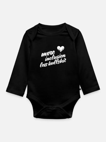 more inclusion less bullshit - Baby Bio-Langarm-Body - Schwarz