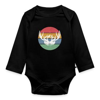 Geweih Berge Natur - Baby Bio-Langarm-Body - Schwarz - Vorne